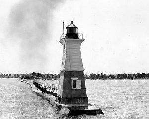 Sodus Outer Lighthouse after being raised 15 feet in 1901.