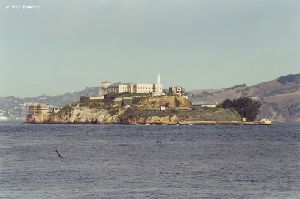 Alcatraz Island and lighthouse.