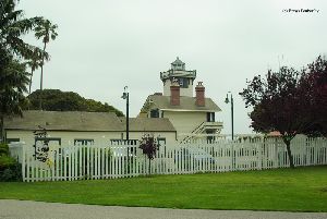 Fence, garage, and lighthouse.