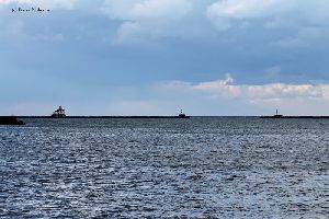 Dark clouds over the lighthouse.