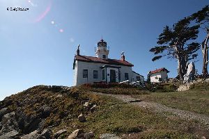 Front view of the Battery Point Lighthouse.