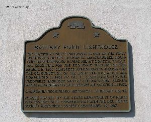 Historical plaque at the Battery Point Lighthouse.