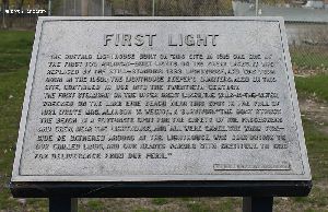 Plaque describing the 1818 Buffalo Lighthouse, one of the first two American lights built on the Great Lakes.
