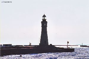 The Buffalo Main Light against the winter sun.