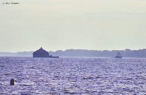 Horseshoe Reef and Intake Crib lights in harbor.