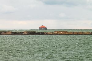 The Buffalo Intake Crib Lighthouse in Lake Erie.