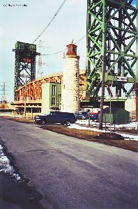 The lighthouse and the immense bridge.