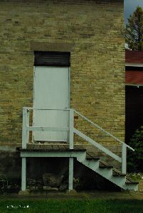 Door and staircase.