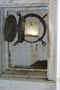 One of the porthole windows from the inside.