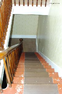 Looking down the stairs.