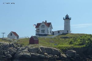 Beautiful shot of the Nubble Lighthouse on the island.