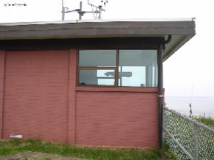 Binoculars are used to lookout at the Pacific.