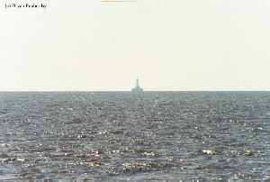 East Charity Shoal light as it sits out in the lake.