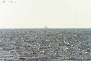 East Charity Shoal light as it sits out in the lake.