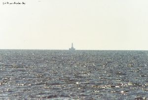 East Charity Shoal light as it sits out in the lake.