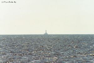 East Charity Shoal light as it sits out in the lake.