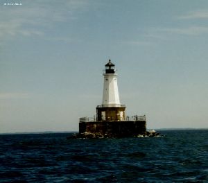 Close up of the East Charity Shoal lighthouse.