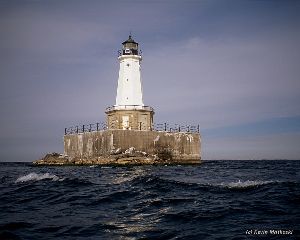 Close up of the East Charity Lighthouse.