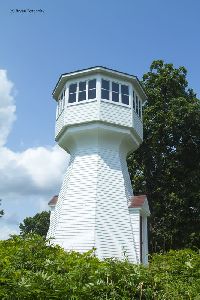 Close up of the Cole Shoal Lighthouse.