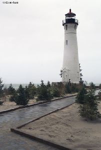 Beautiful shot of the lighthouse and boardwalk.