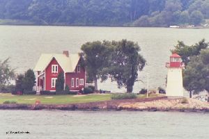 Close up of lighthouse and keeper