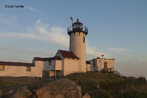 The Eastern Point Lighthouse and covered walkway.