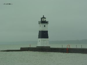 The lighthouse in the rain / snow.