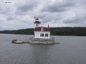The lighthouse on a cloudy day.