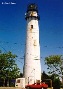 Beautiful close up of the Fenwick Island Lighthouse.