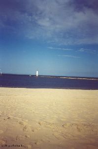 The beach and lighthouse.
