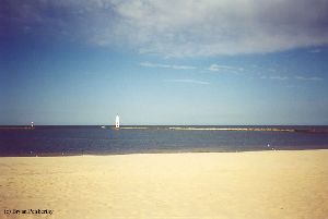 The beach and lighthouse.