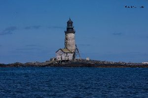 Beautiful close up of the Halfway Rock Lighthouse.