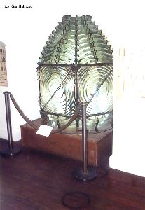 Close up of a Fresnel lens on display.