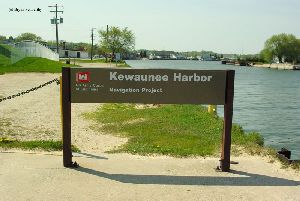 Kewaunee Harbor Navigation Project sign.