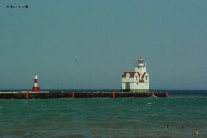 The lighthouse and harbor marker light.