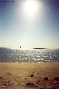 Distance shot from shore of the lighthouse.