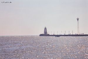 Distance shot with pier in photo.