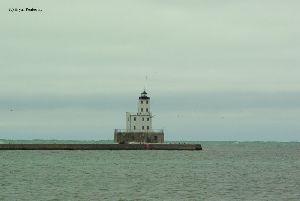 The lighthouse stands alone.