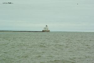 The lighthouse stands alone.