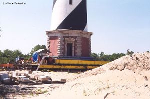 DURING MOVE: The lighthouse on the move.