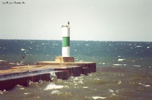 A "cigarette" style lighthouse.