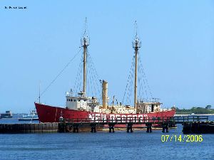 The lightship after being righted and refloated.