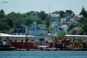 New Bedford Lightship being salvaged.