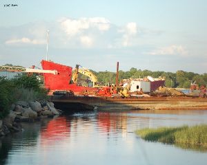New Bedford Lightship being salvaged.
