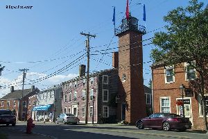The Newburyport Rear Range Lighthouse viewed from Water Street.