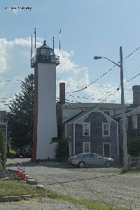Backside of the Newburyport Rear Range Lighthouse, showing the white wall.