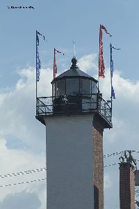 Close up of the lantern room of the Newburyport Rear Range Lighthouse.