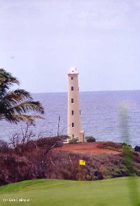 Nawiliwili Lighthouse as it sits by a golf course.