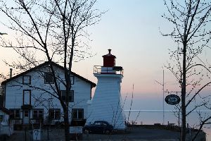 The lighthouse at dusk.