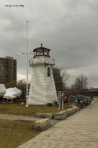 Oakville Lighthouse with the boardwalk in the foreground.